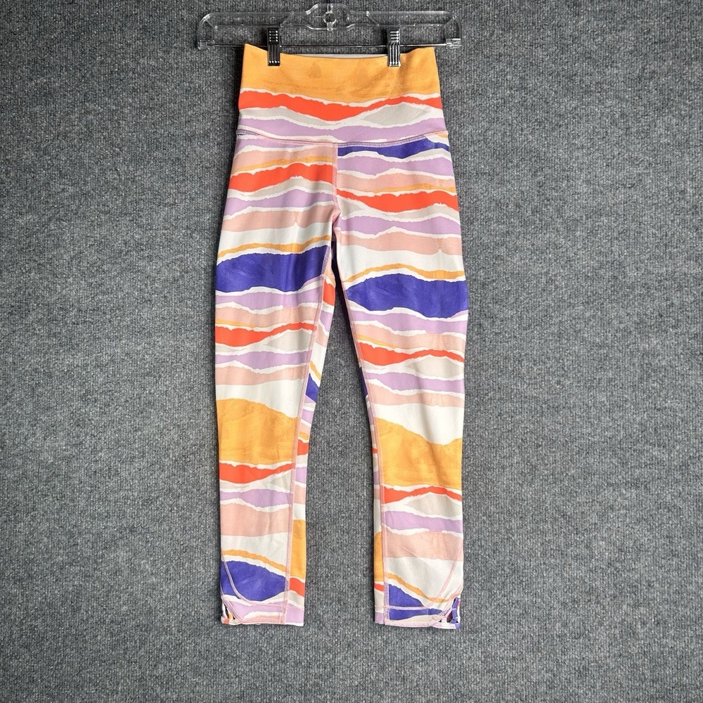 Lululemon True‎ Self Crop Leggings Size 2 Striped Colorful Multicolor Activewear